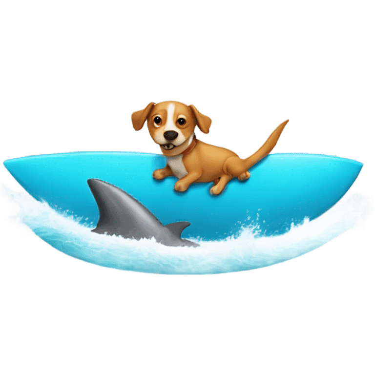 Dog surfing with a shark in Maldives emoji