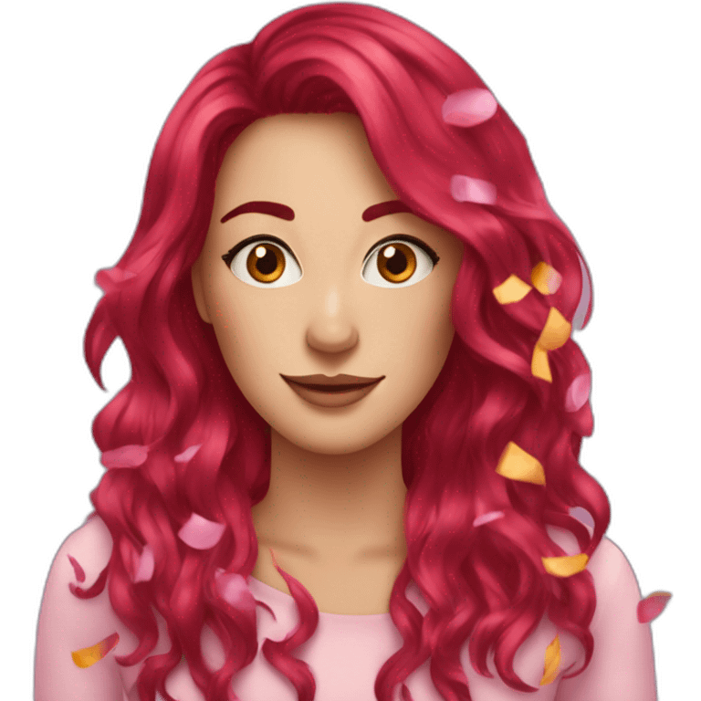 woman-long-straight-rosered-hair-confetti emoji