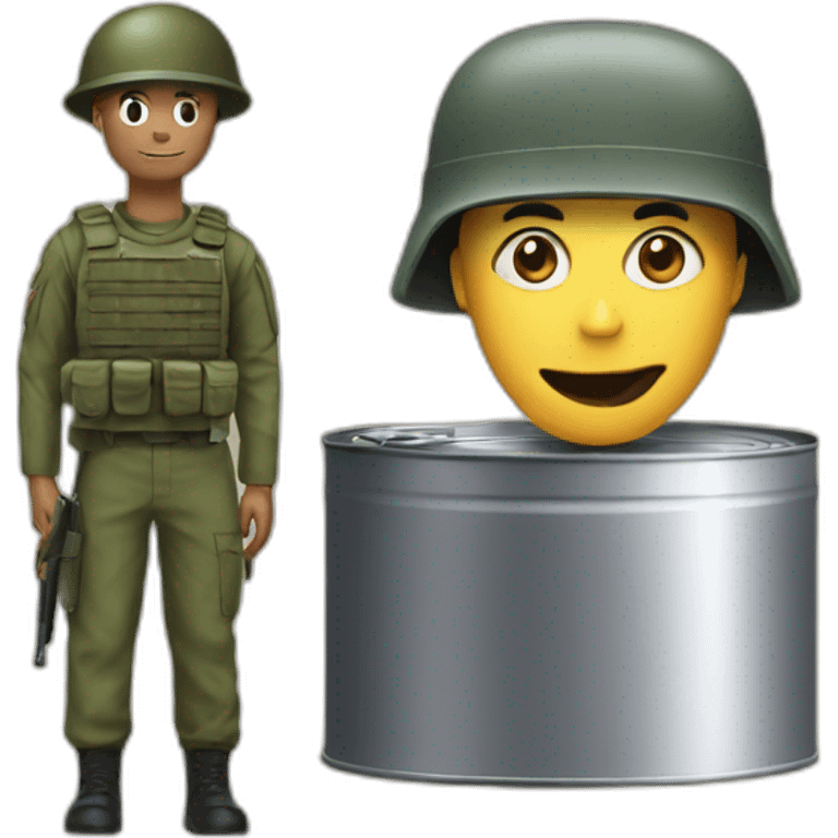 Can with soldier emoji