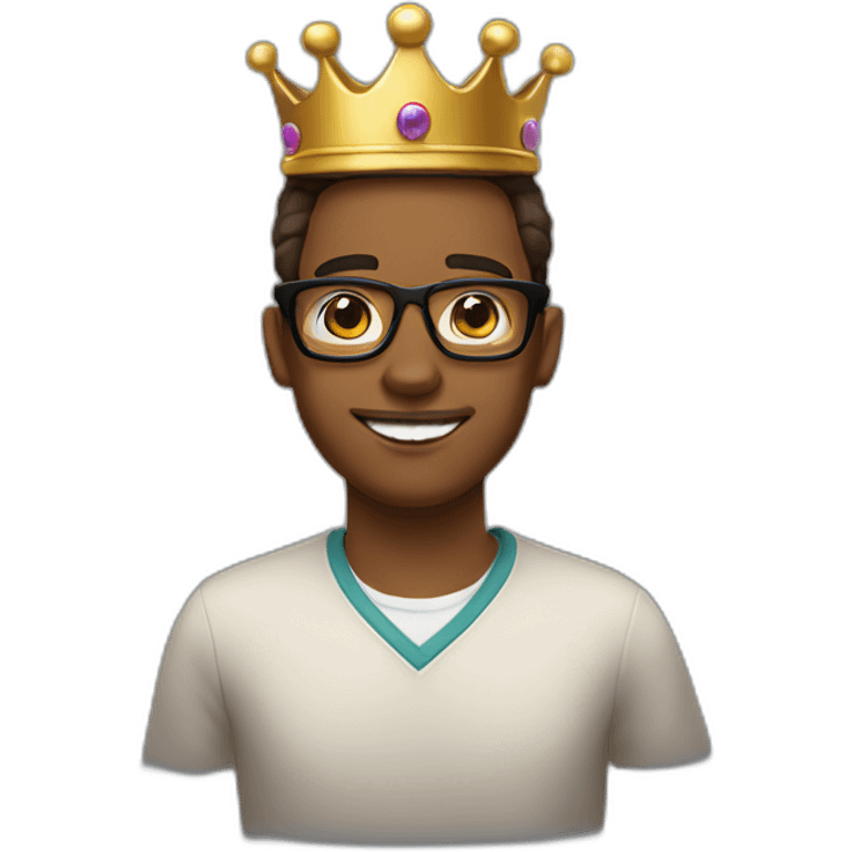 brown skinned nerd with glasses and a crown and a golden tooth emoji