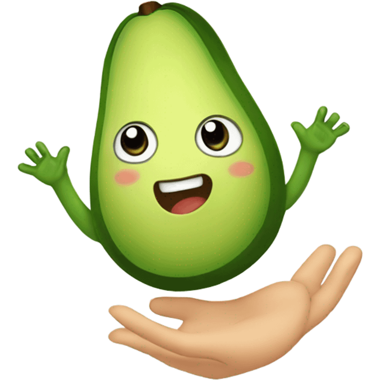 happy avocado with hands up emoji