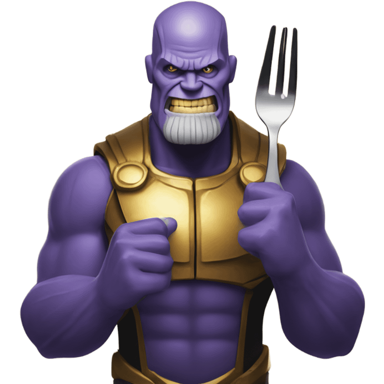 Thanos holding a spoon and fork emoji