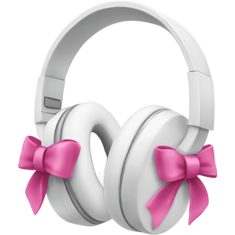 White headphones with pink bows emoji