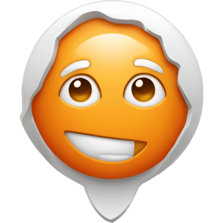 Orange map pin (hex code #EA5631) with a white round face and cute facial features emoji