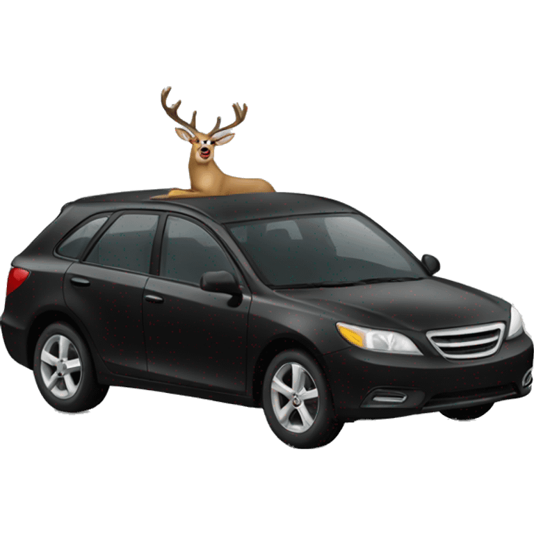 A deer driving a black car emoji