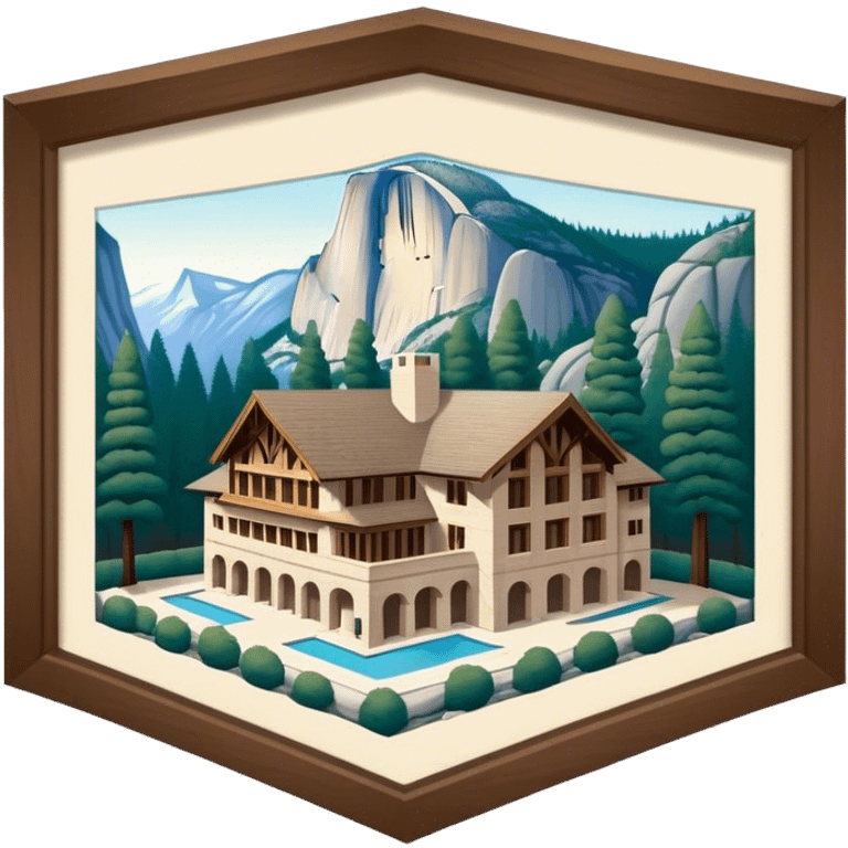 The Ahwahnee Lodge, Yosemite national park, isometric exterior view  emoji