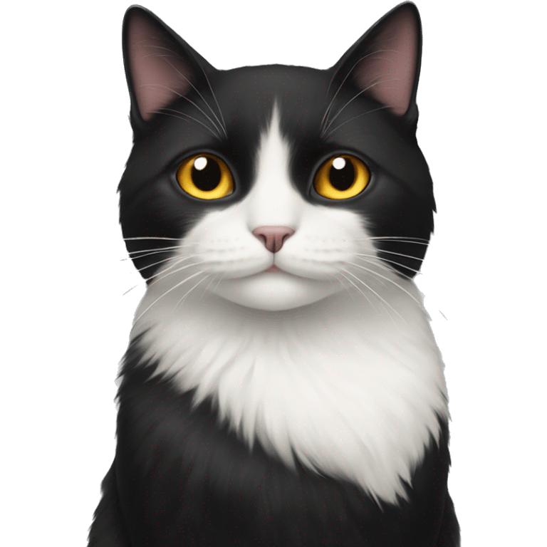 black cat with white bird on a had emoji