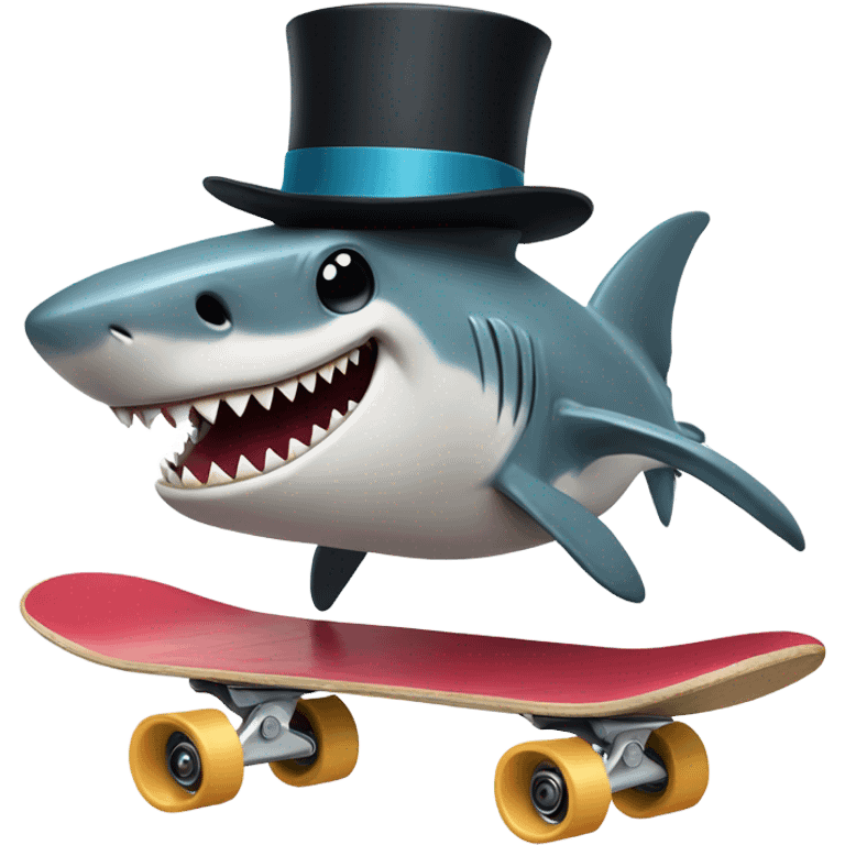 Shark wearing a top hat skateboarding  emoji