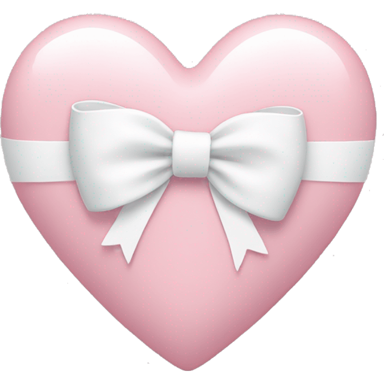 Pastel pink heart with white bow emoji