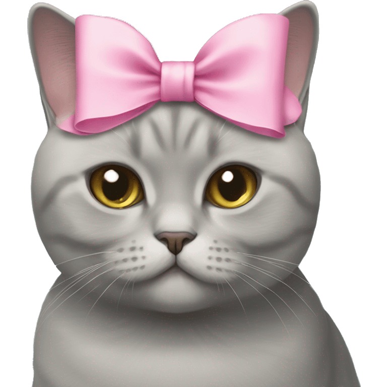 British shorthair cat with a pink bow emoji