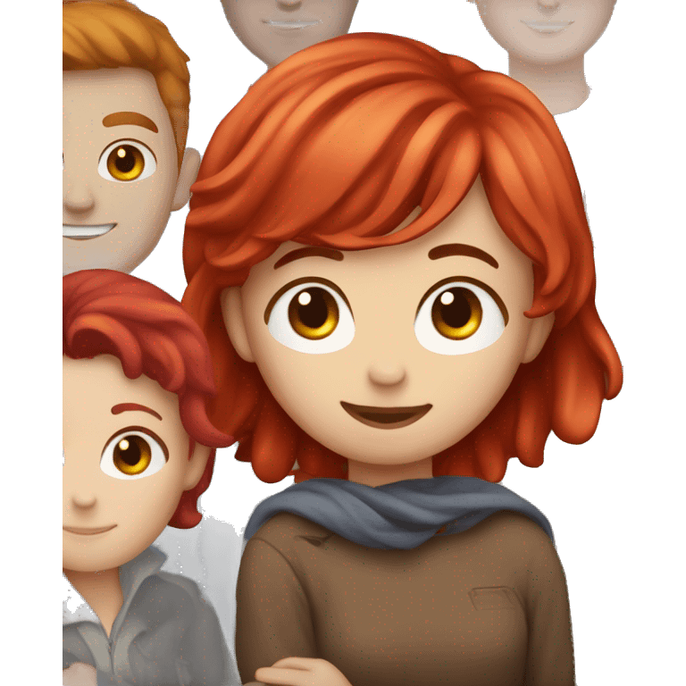 Cherry red hair girl hugs her boyfriend  emoji