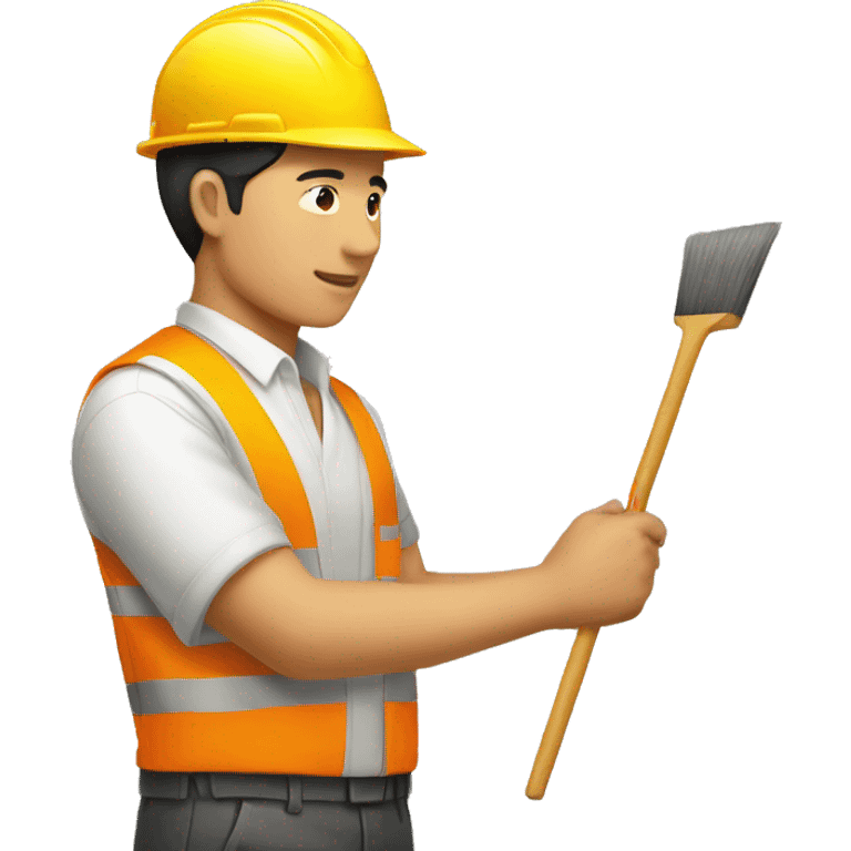 asian man painting wall with worker uniform emoji