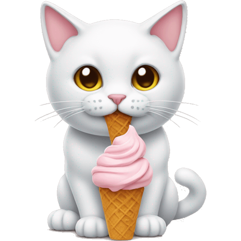 Cat eating icecream emoji