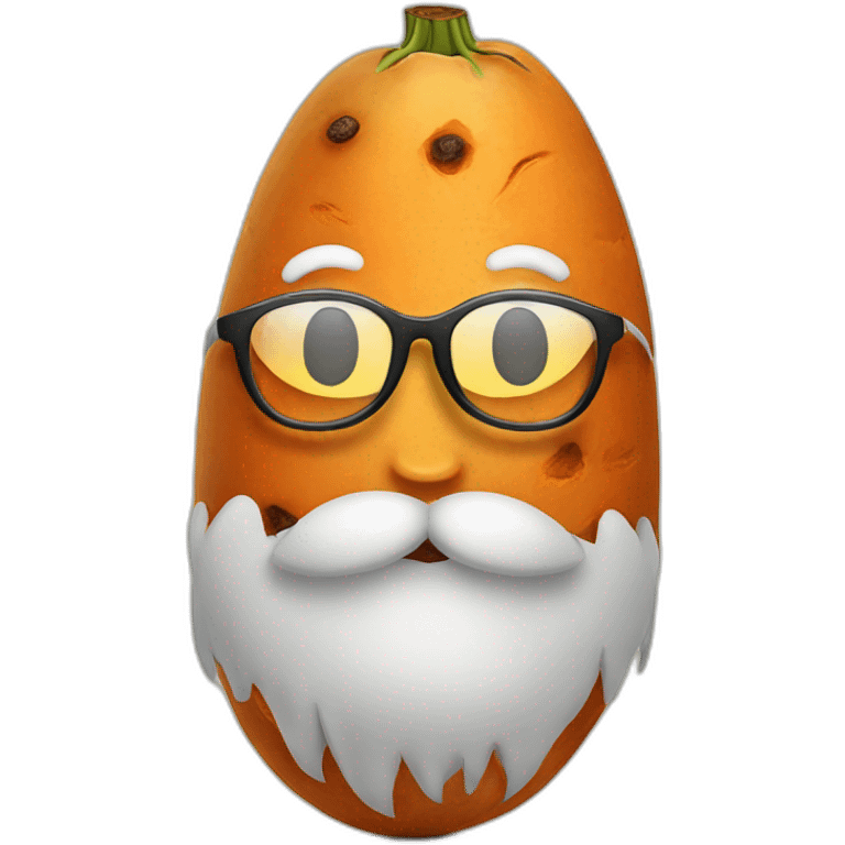 sweet potato with glasses and a beard emoji