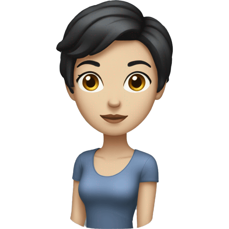 woman with short black hair and blue eyes full body emoji