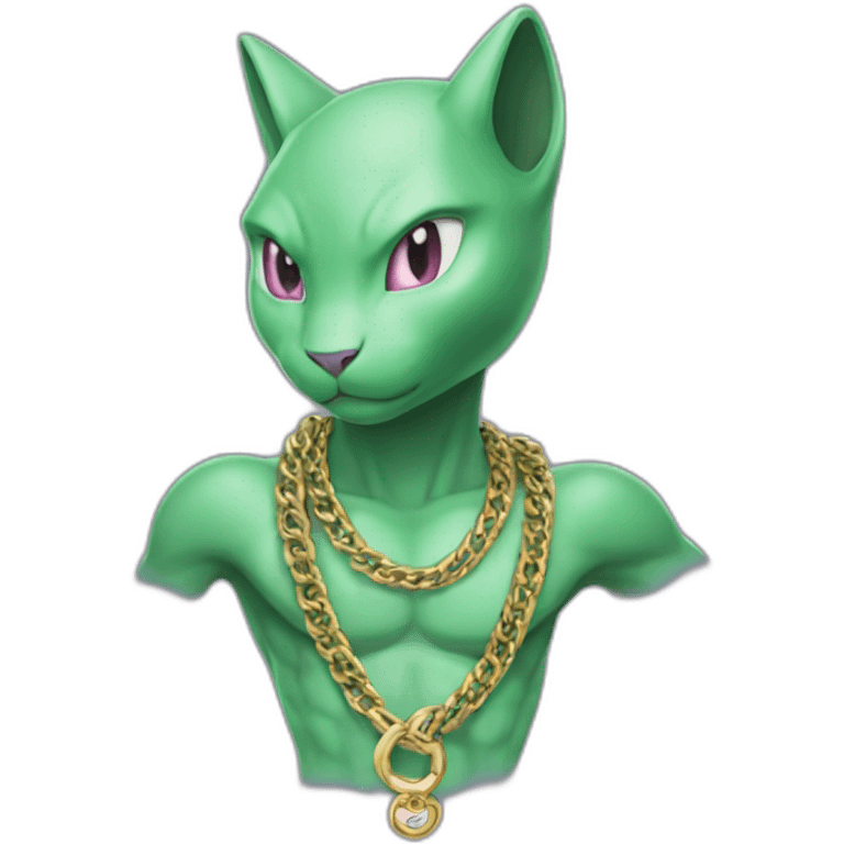 Green mewtwo wearing Gucci chain emoji