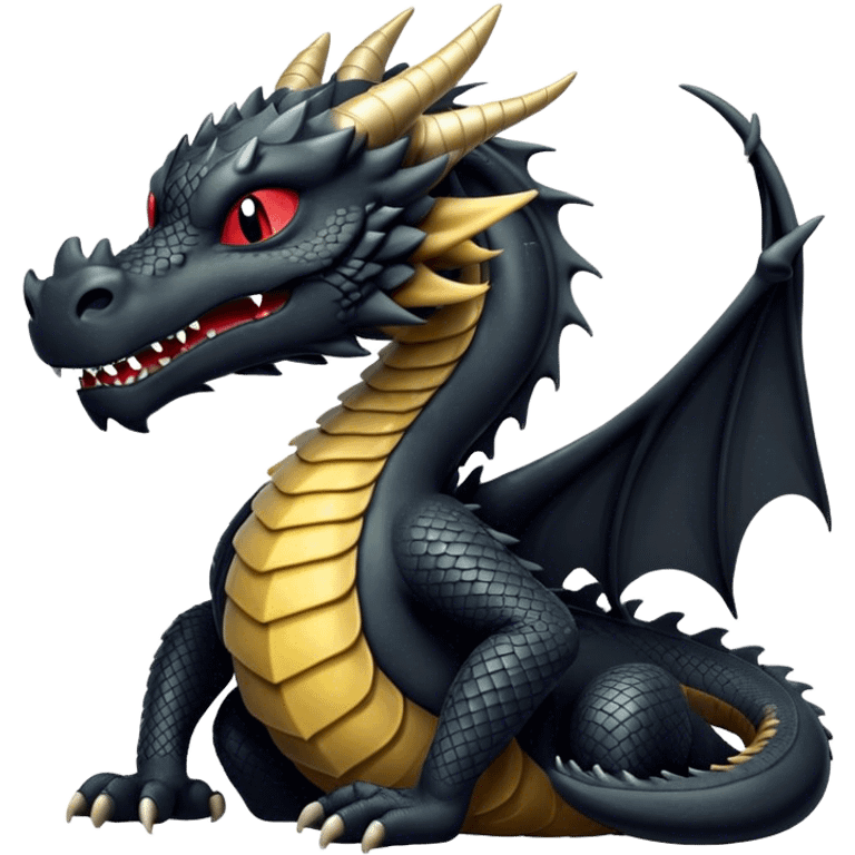 Black dragon with arms crossed closed eyes emoji