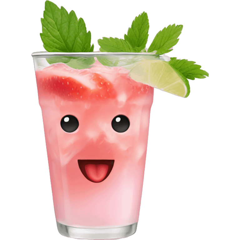 Pastel pink mojito strawberry  emoji