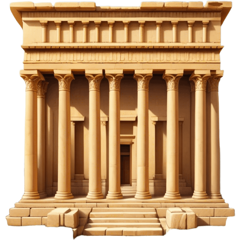 Baalbek temple – Cinematic Realistic Baalbek Temple, depicted as an ancient Roman temple complex with towering columns and intricately carved stone details, bathed in golden sunlight and dramatic shadows that evoke timeless historical grandeur. emoji