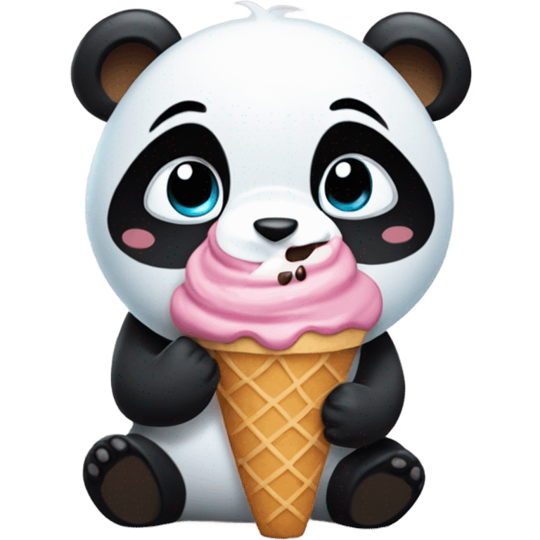 Panda eating ice cream emoji