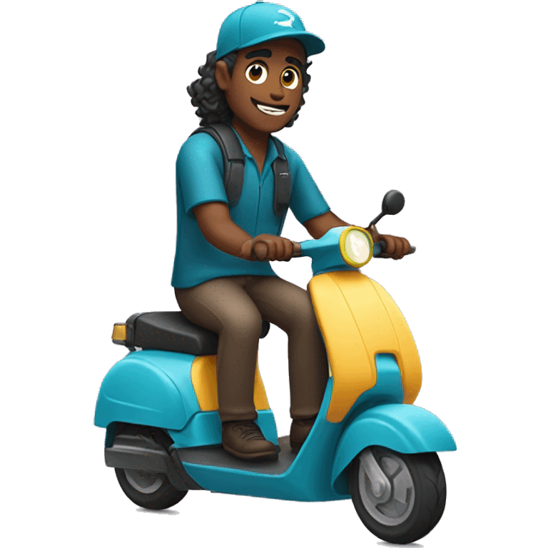 delivery man with long wavy hair on e-scooter emoji