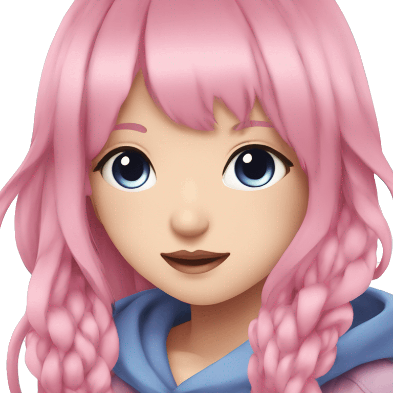 anime girl woman beatiful with pink eys and blye eyes emoji