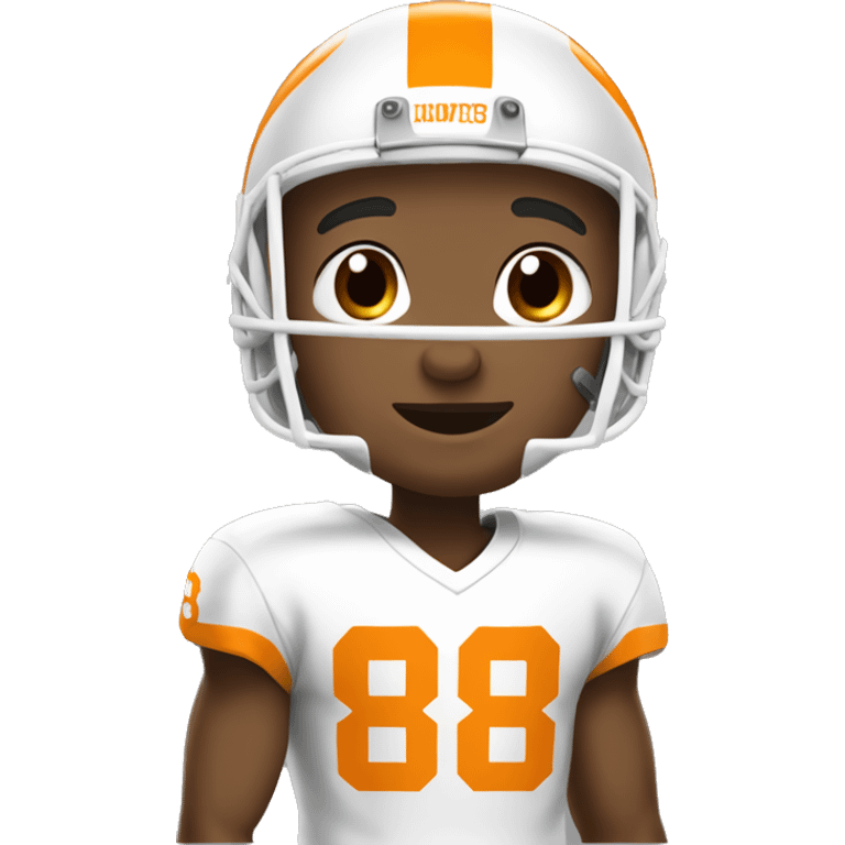 Tennessee volunteers football player with helmet and jersey number eight light skin emoji