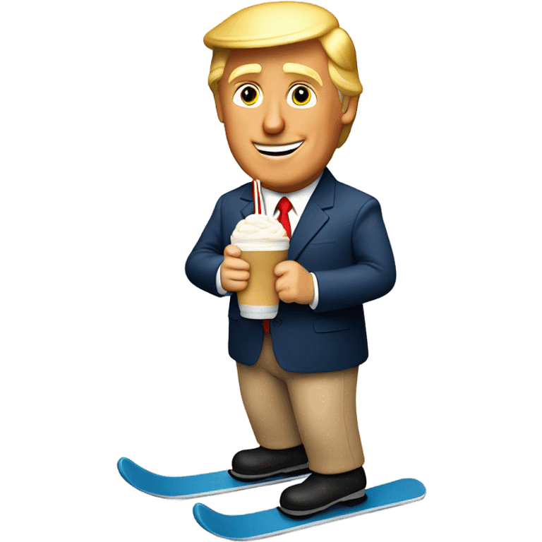 Donald trump on skis drinking a milkshake emoji