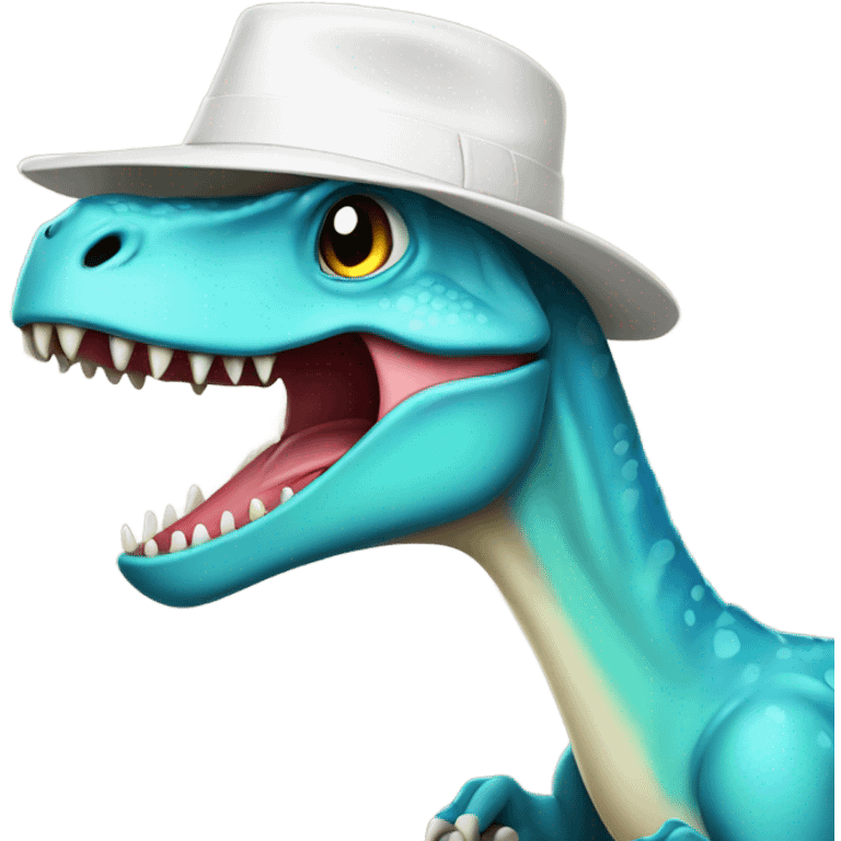 Dinosaur with a white hat emoji