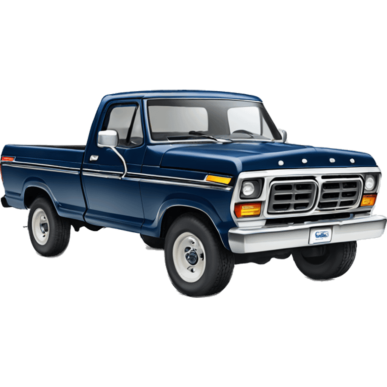 Navy blue 1979 ford truck front facing ford logo emoji