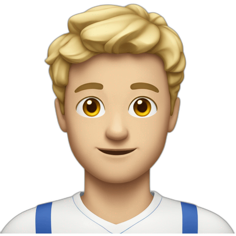 a full-grown European boy doing sports emoji