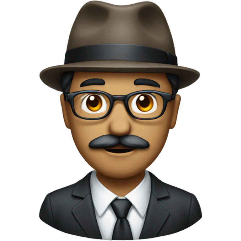 man cap mustache grey glasses suit emoji