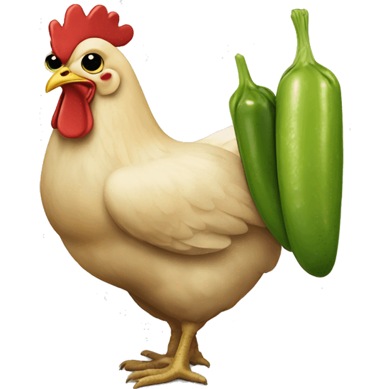 Chicken holding a pickle emoji