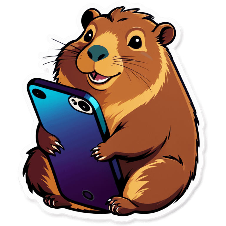 Capybara on phone emoji