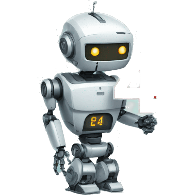 ROBOT HOLDING A SIGN WRITTEN NUMBER FOUR emoji