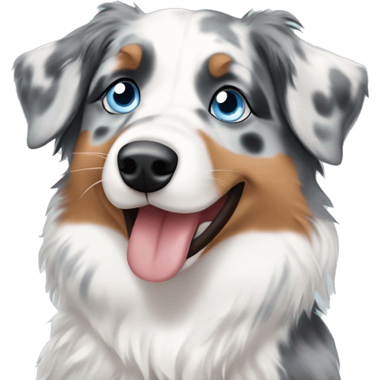 Blue Merle Australian shepherd with blue eyes emoji