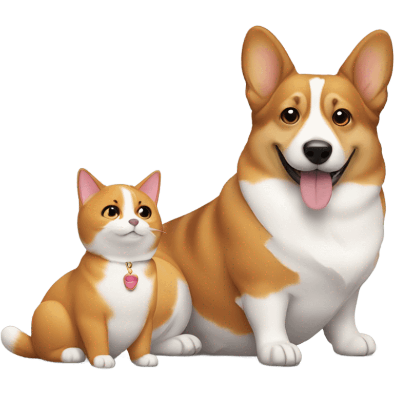 cat and dog - corgy emoji