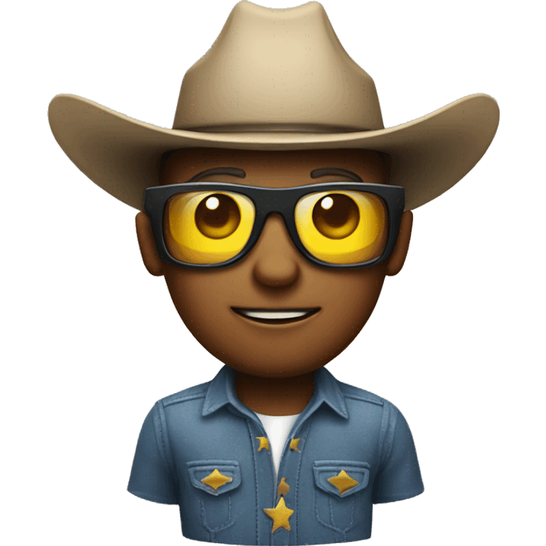 cowboy face wearing 3d glasses emoji