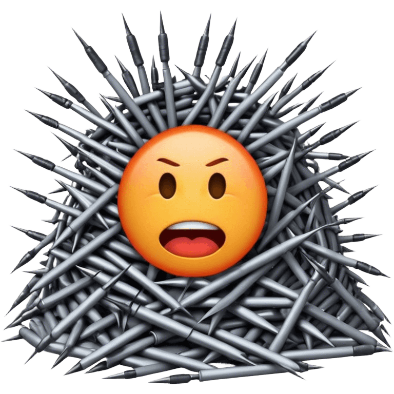 Mad emoji face as a pile of nails emoji