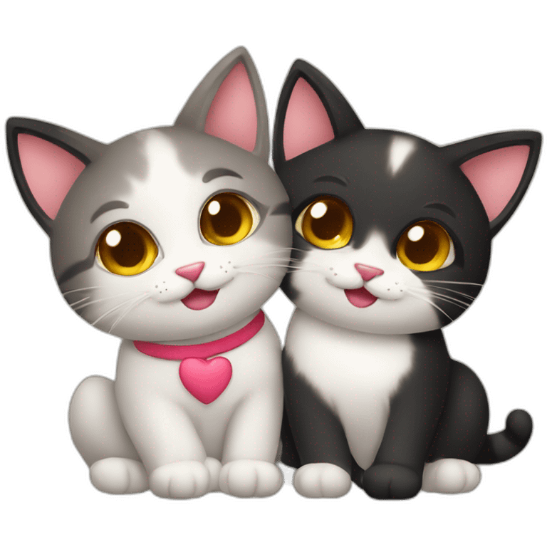 two cute cats in love emoji