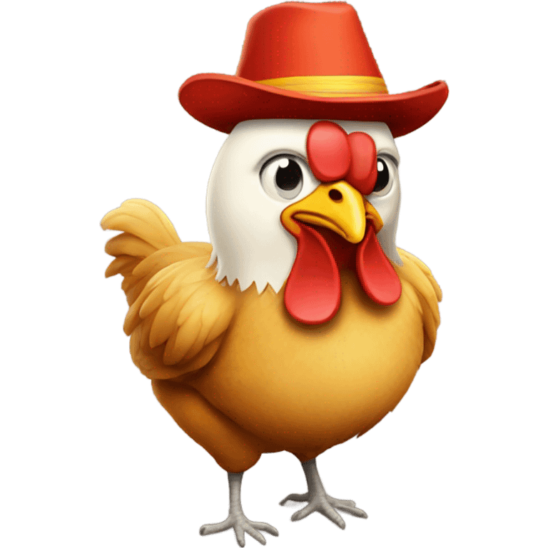 Chicken wearing a hat emoji