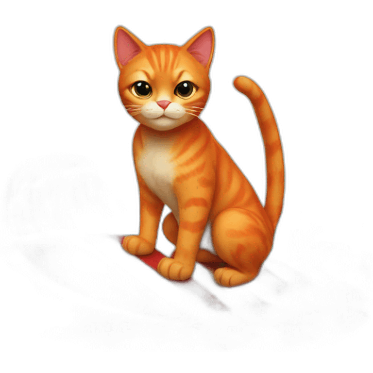 Cute red cat on a surf emoji