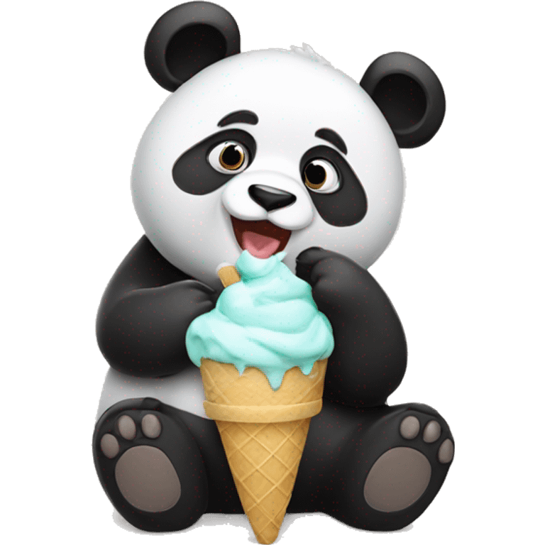 Panda eating ice cream emoji