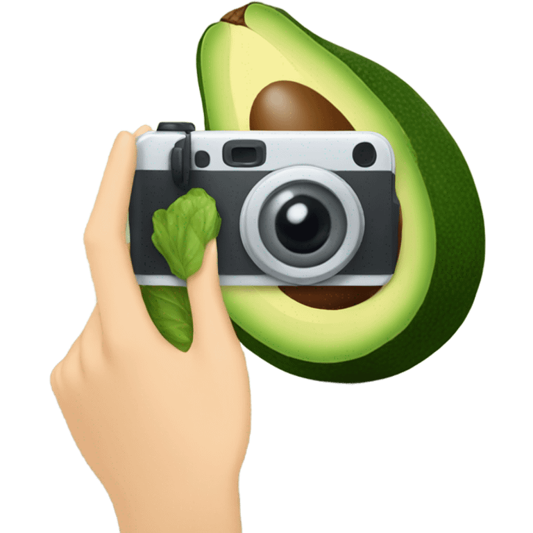 avocado taking picture of cabbage emoji