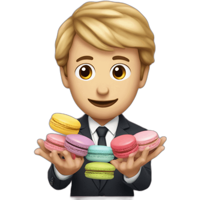 Macron qui mange un macaron emoji