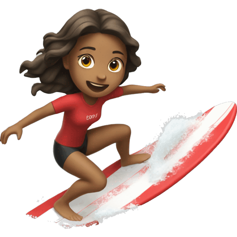 girl surfing on red wave emoji