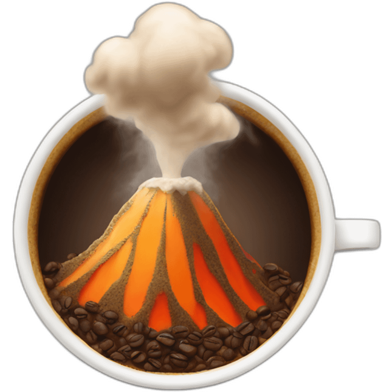 coffee cup erupting like a volcano emoji