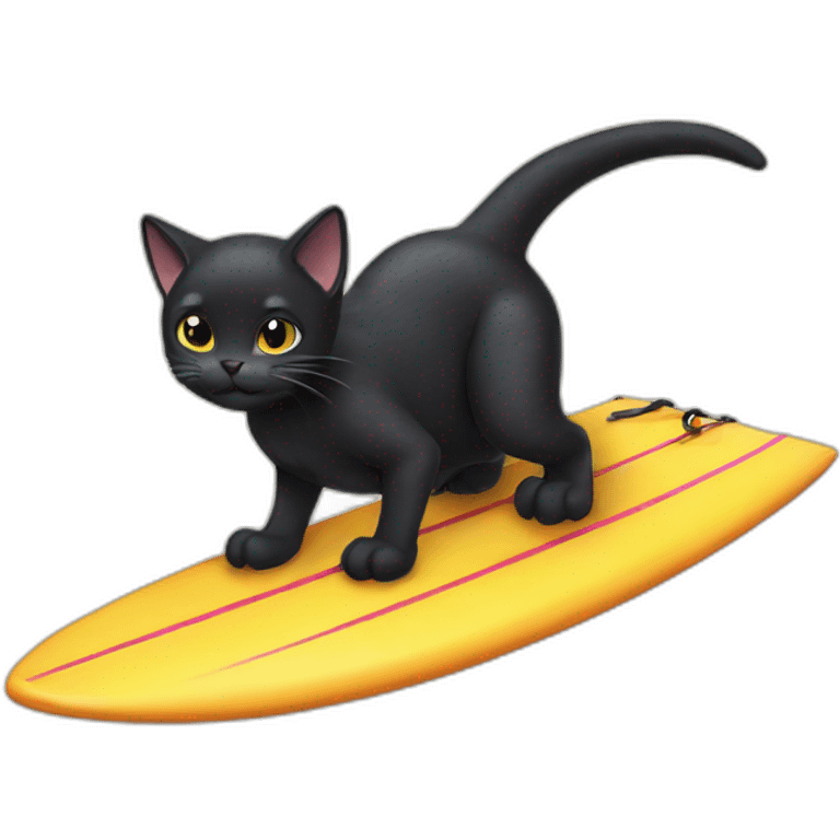 Black cat surf dinosaure emoji