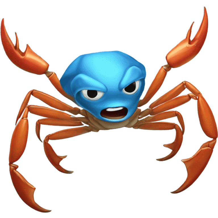 A dancing blue crab claws up emoji