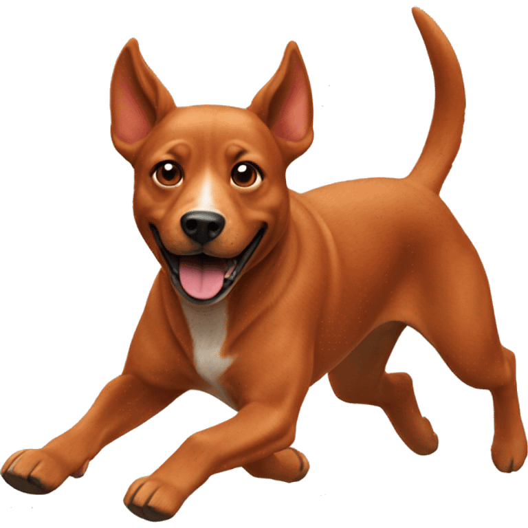 realistic solid red dog with pointed ears running emoji